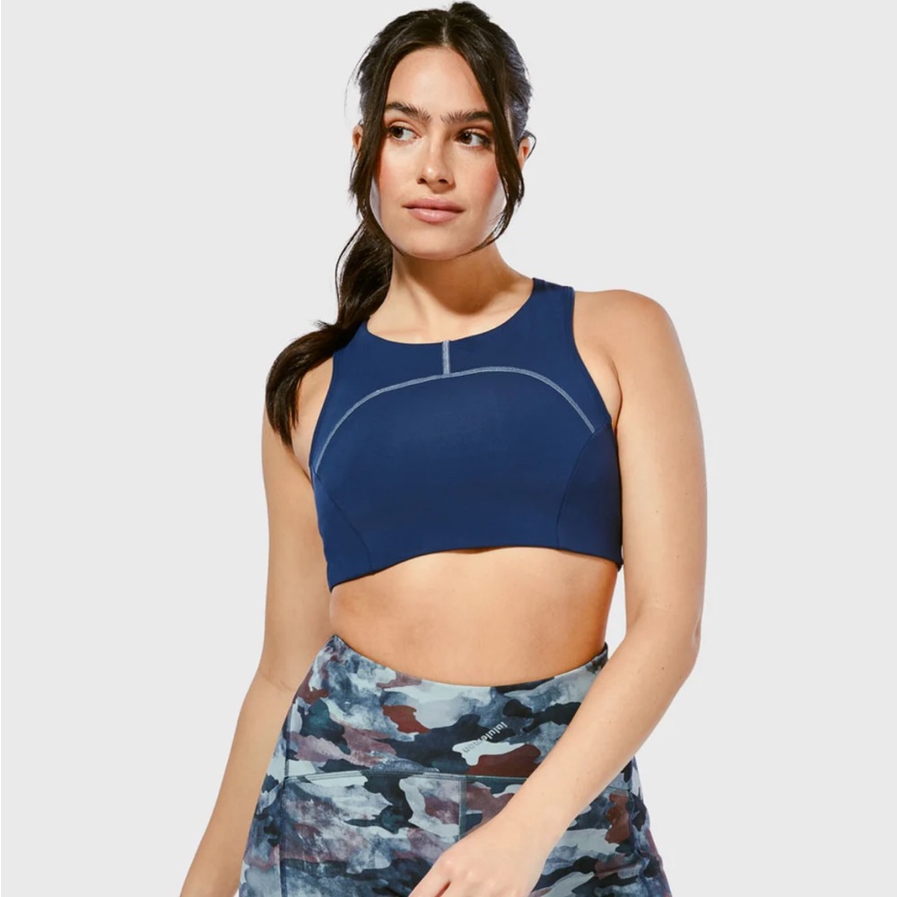 LULULEMON BLUE TOUGH TRAIN HIGH NECK BRA